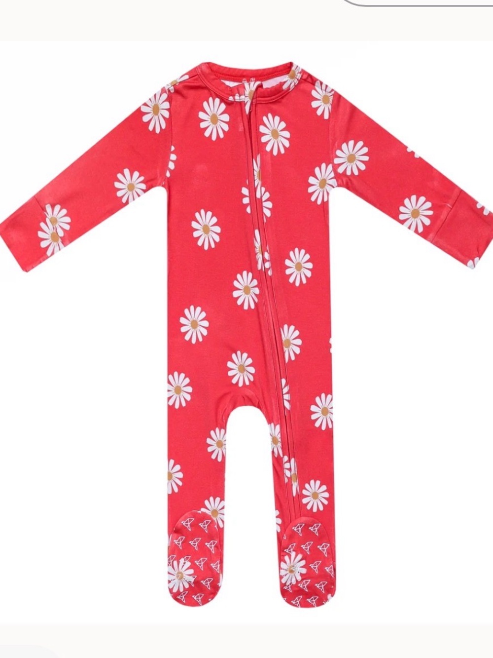 Copper Pearl Jessa Bamboo Zip Up Footie 12-18 Months Red Daisy Print
